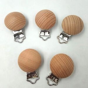 *🆕 Natural Beech Wood Baby Clips Suspender Clips Toy Clips DIY Clips 24 Set NEW